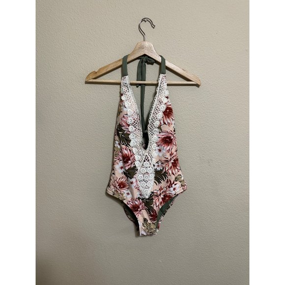 Kona Sol Other - Kona Sol Floral Deep V One Piece Swimsuit